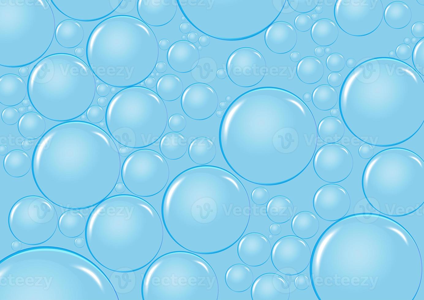 3d bubbles underwater on blue background. Soap bubbles vector illustration photo