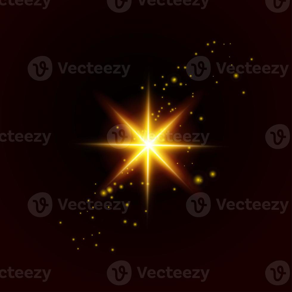 Sparkling dust particles. Glittering red golden dust. Abstract background with bokeh effect. photo