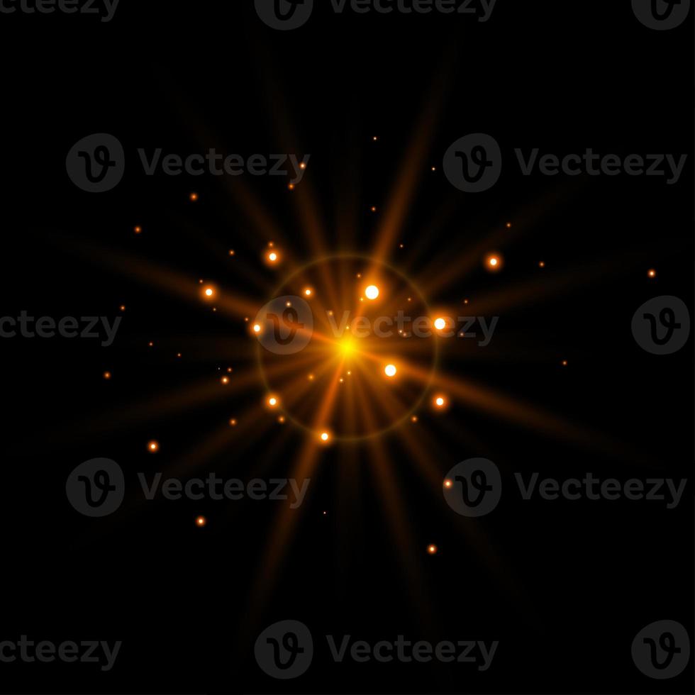 Sparkling dust particles. Glittering red golden dust. Abstract background with bokeh effect. photo