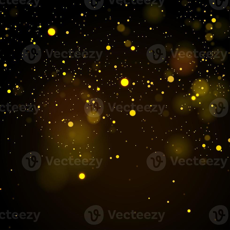 Sparkling dust particles. Glittering red golden dust. Abstract background with bokeh effect. photo