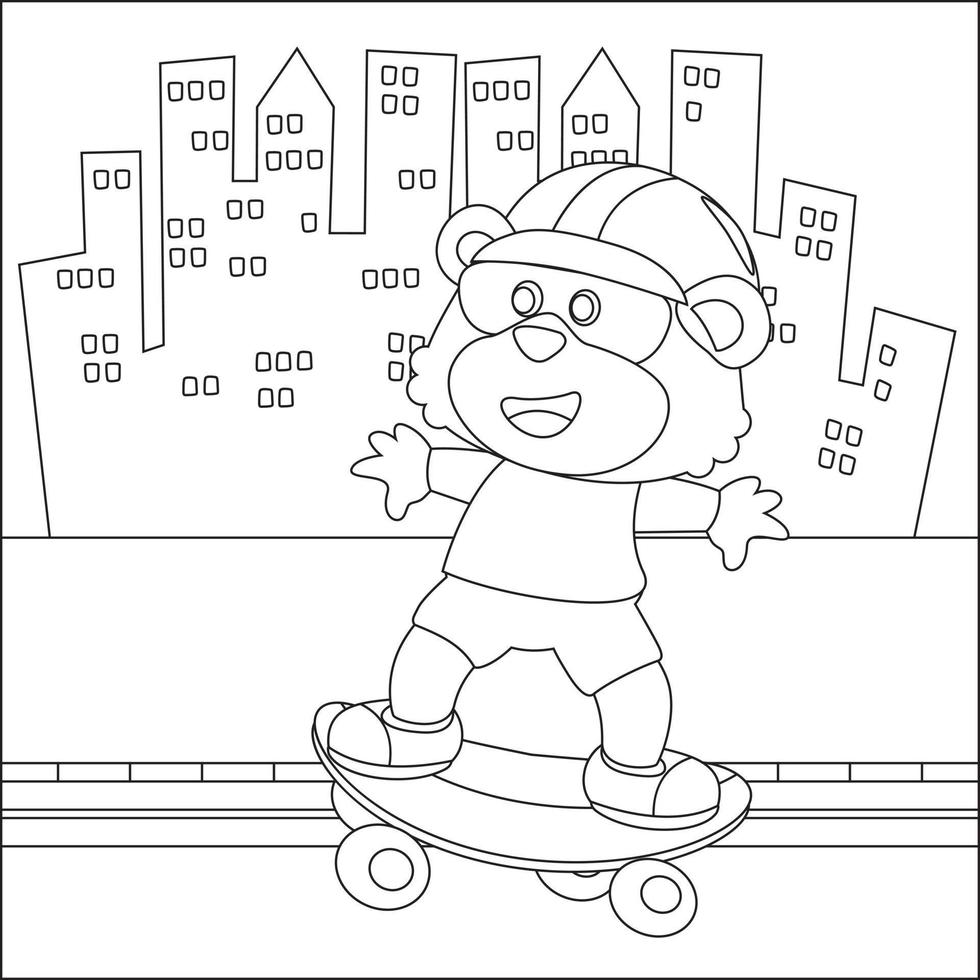 vector ilustración de linda animal en patinar tablero. dibujos animados aislado vector ilustración, creativo vector infantil diseño para niños actividad colorante libro o página.