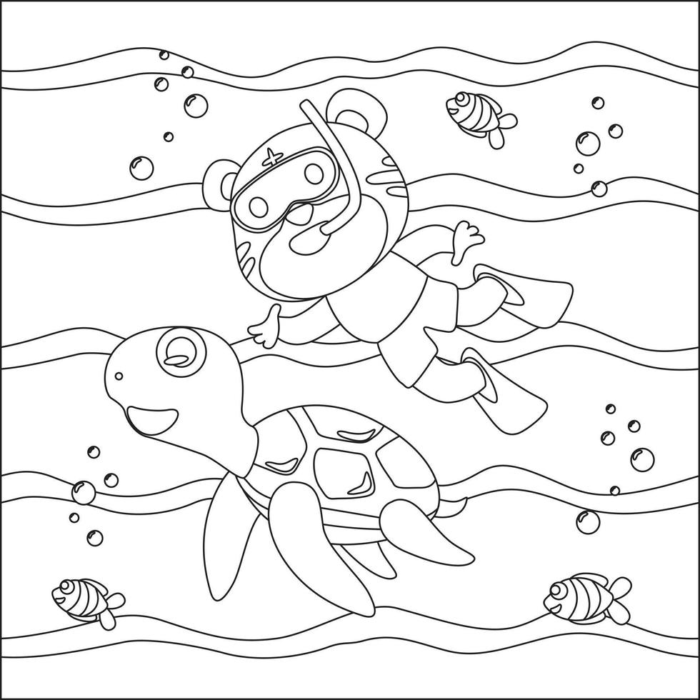 Vector cartoon illustration of little animal, with cartoon style Childish design for kids activity colouring book or page.