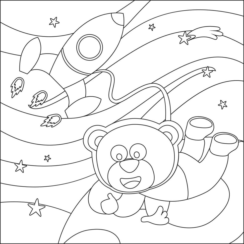 espacio animal o astronauta en un espacio traje con dibujos animados estilo. creativo vector infantil diseño para niños actividad colorante libro o página.