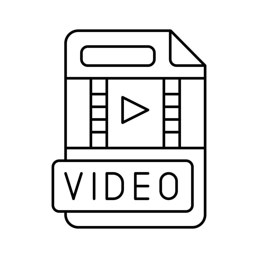 video file format document line icon vector illustration