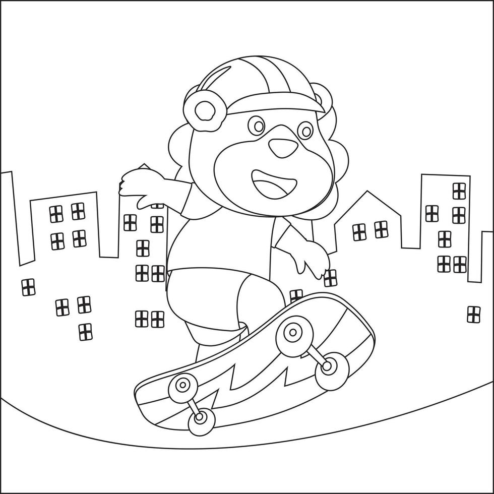 Vector illustration of cute animal on skate board. Cartoon isolated vector illustration, Creative vector Childish design for kids activity colouring book or page.