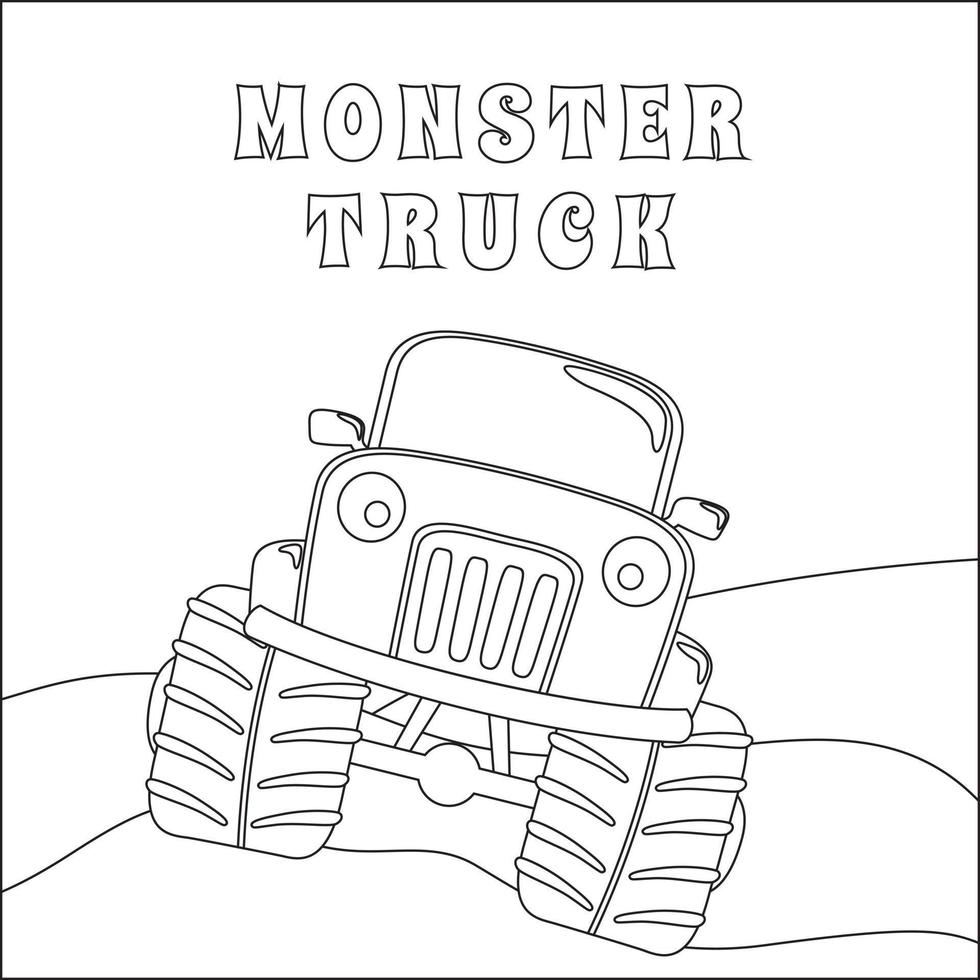 vector ilustración de monstruo camión con dibujos animados estilo. dibujos animados aislado vector ilustración, creativo vector infantil diseño para niños actividad colorante libro o página.