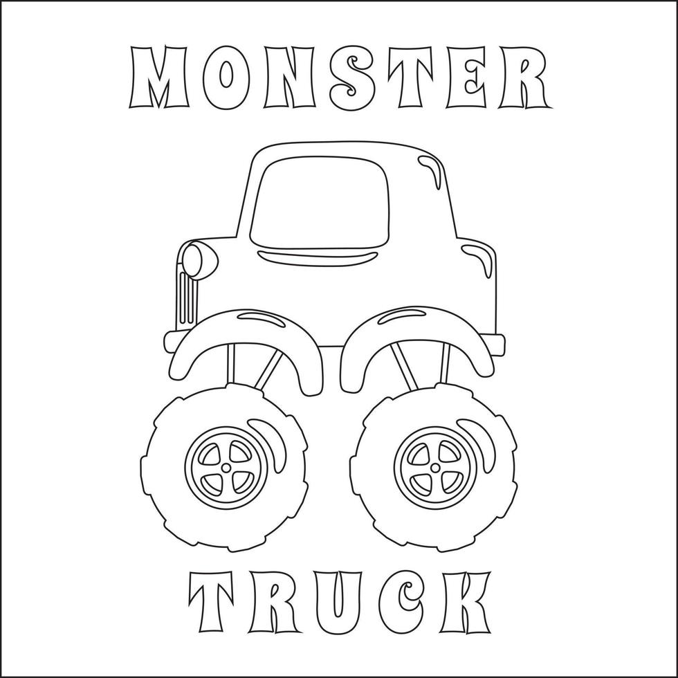 vector ilustración de monstruo camión con dibujos animados estilo. dibujos animados aislado vector ilustración, creativo vector infantil diseño para niños actividad colorante libro o página.