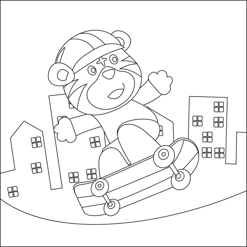 vector ilustración de linda animal en patinar tablero. dibujos animados aislado vector ilustración, creativo vector infantil diseño para niños actividad colorante libro o página.
