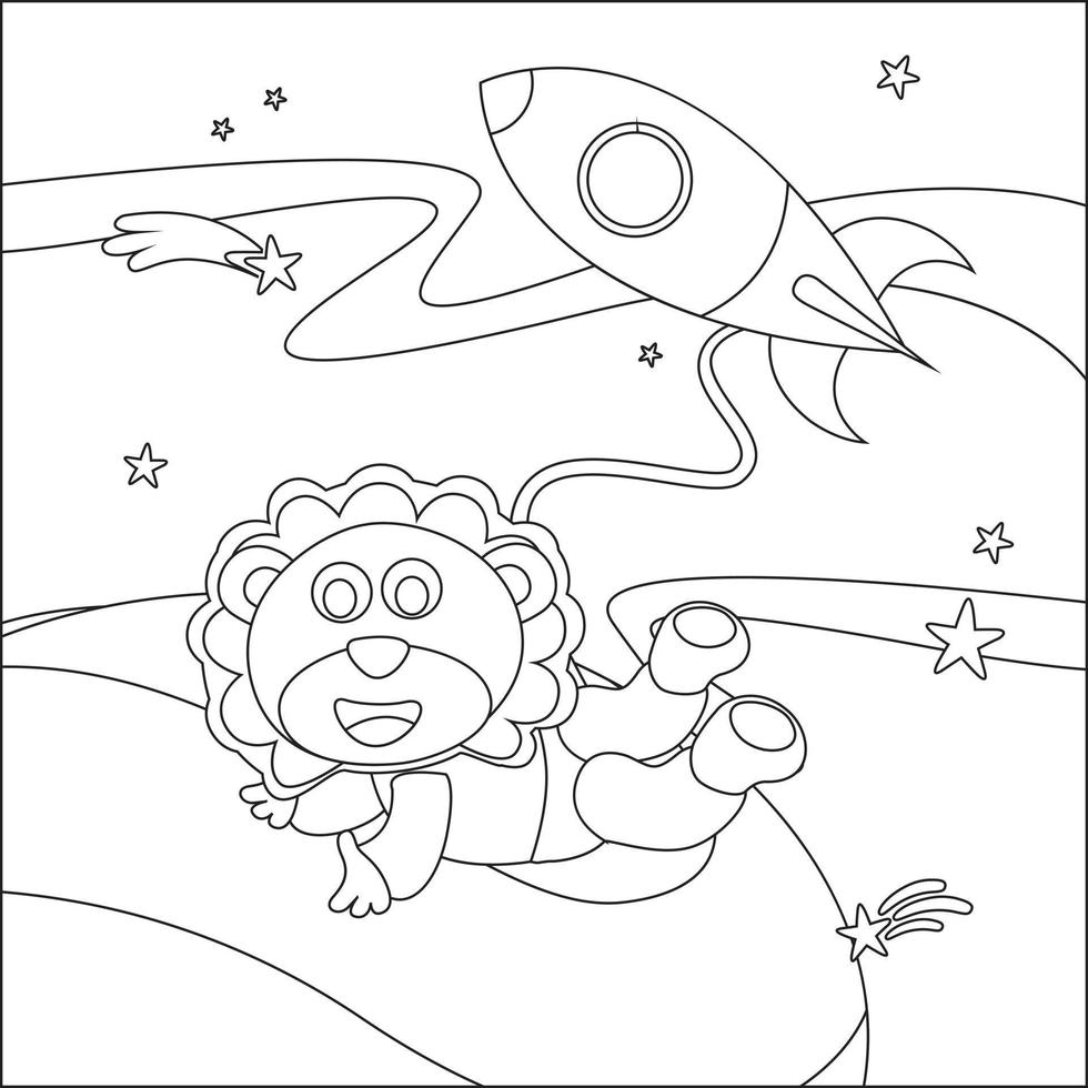 Space animal or astronaut in a space suit with cartoon style. Creative vector Childish design for kids activity colouring book or page.