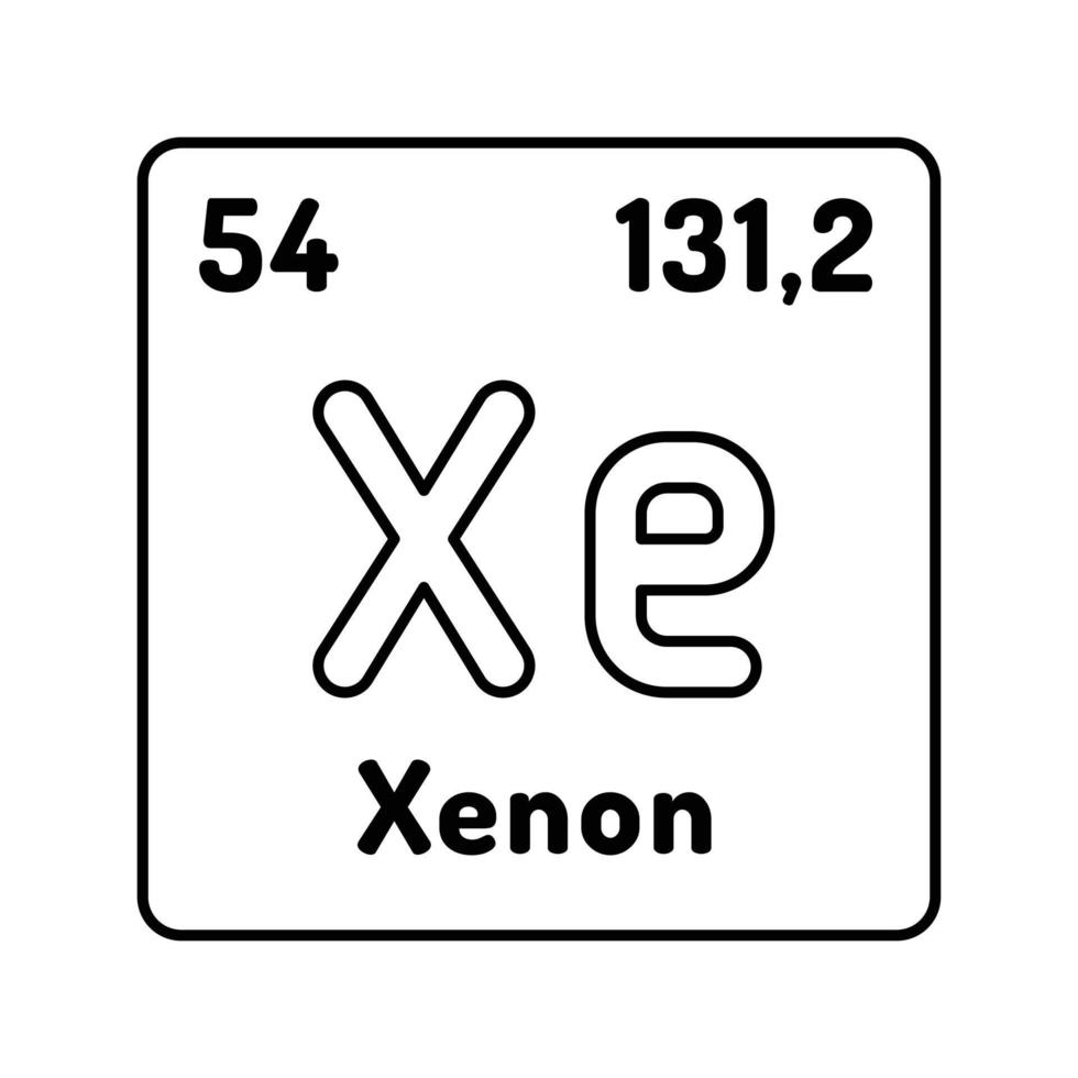 Xenon symbol. Chemical element of the periodic table. Vector