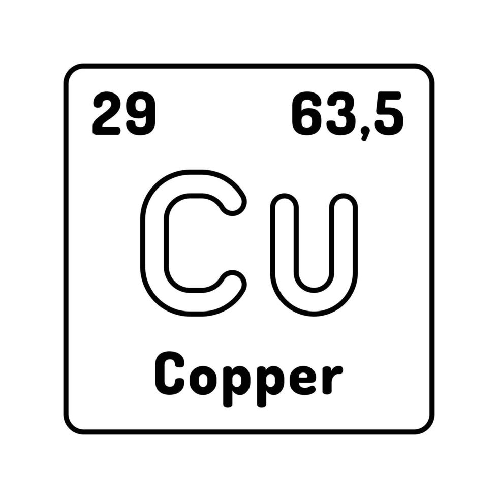 cobre químico elemento línea icono vector ilustración