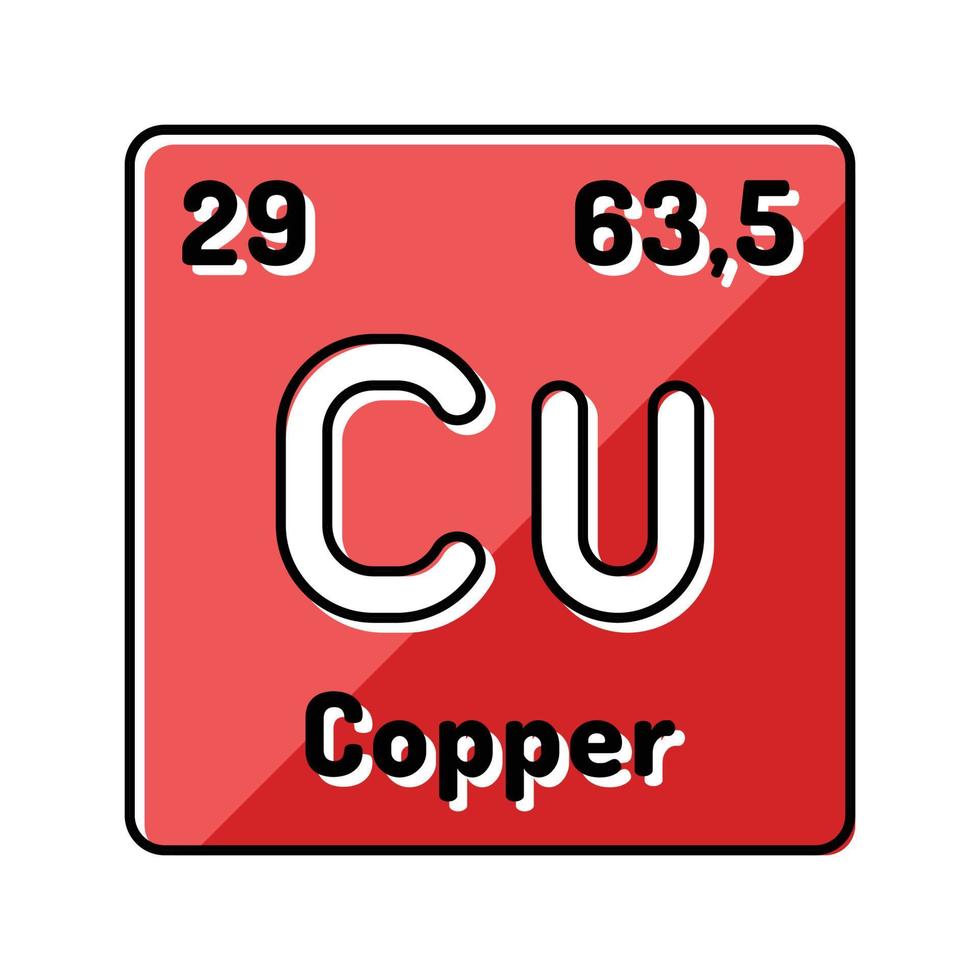 copper chemical element color icon vector illustration