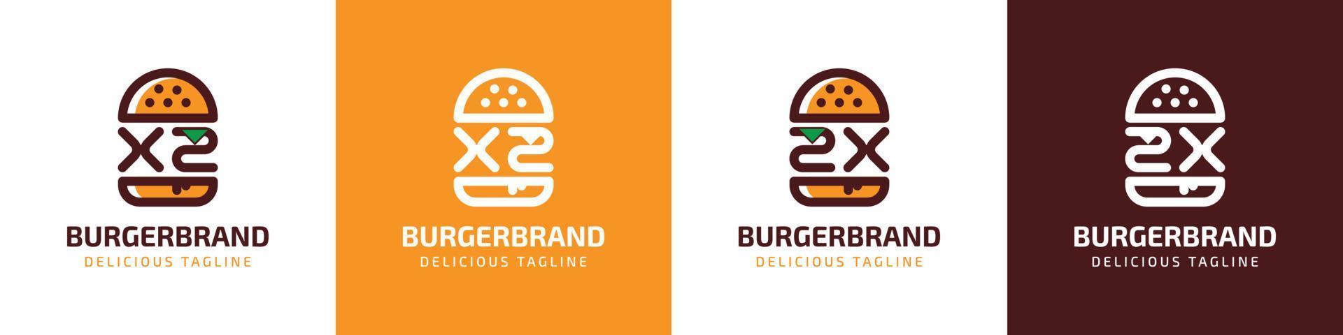 Letter XZ and ZX Burger Logo, suitable for any business related to burger with XZ or ZX initials. vector