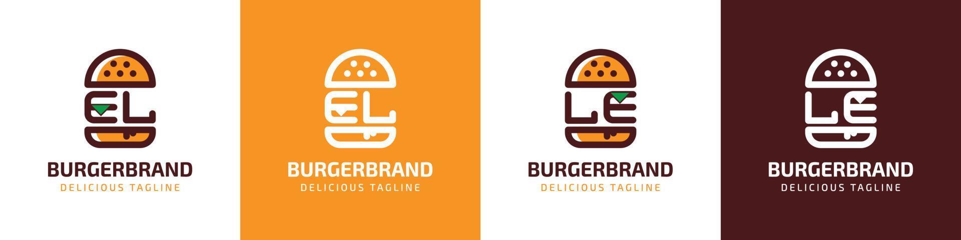 Letter EL and LE Burger Logo, suitable for any business related to burger with EL or LE initials. vector