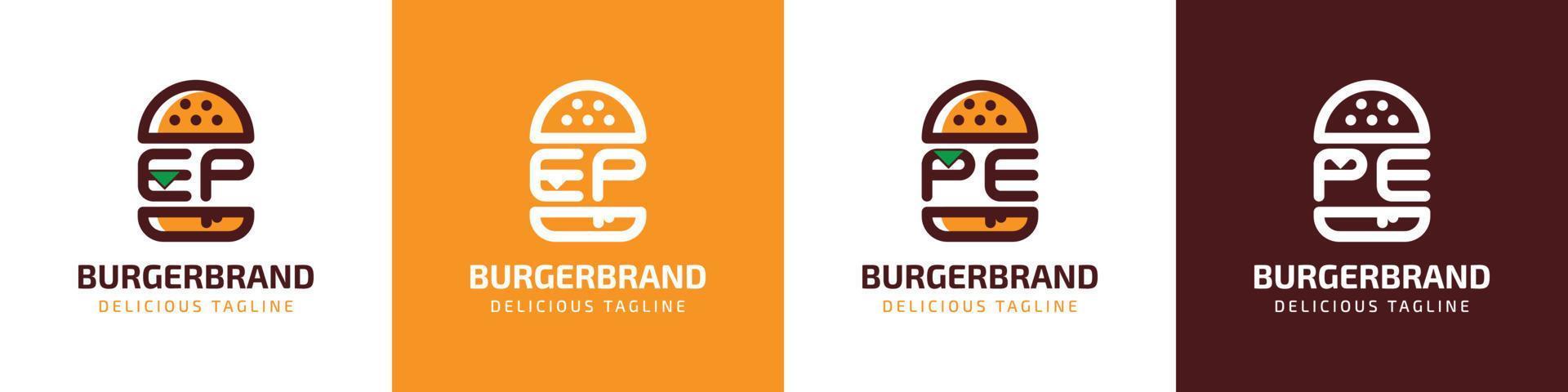 Letter EP and PE Burger Logo, suitable for any business related to burger with EP or PE initials. vector