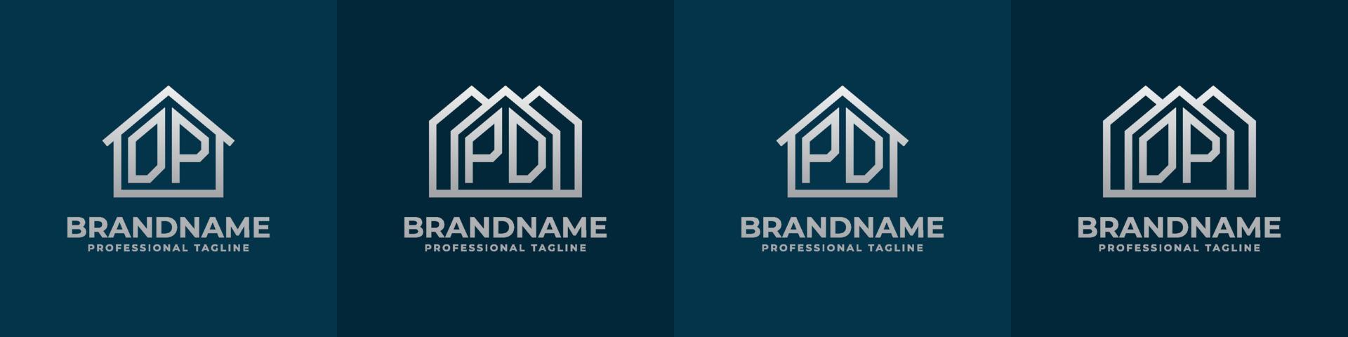 Letter DP and PD Home Logo Set. Suitable for any business related to house, real estate, construction, interior with DP or PD initials. vector