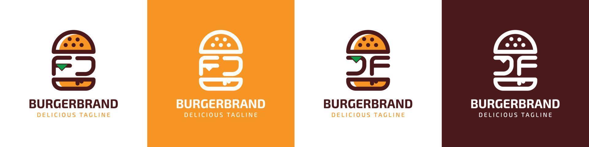 letra fj y jf hamburguesa logo, adecuado para ninguna negocio relacionado a hamburguesa con fj o jf iniciales. vector