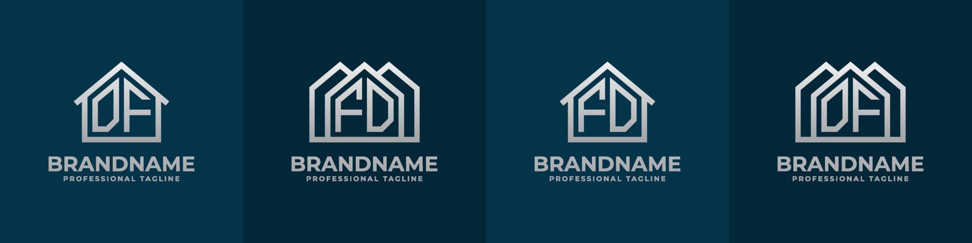 Letter DF and FD Home Logo Set. Suitable for any business related to house, real estate, construction, interior with DF or FD initials. vector