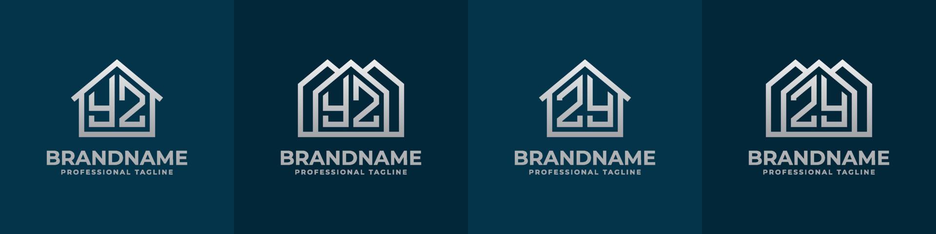 Letter YZ and ZY Home Logo Set. Suitable for any business related to house, real estate, construction, interior with YZ or ZY initials. vector