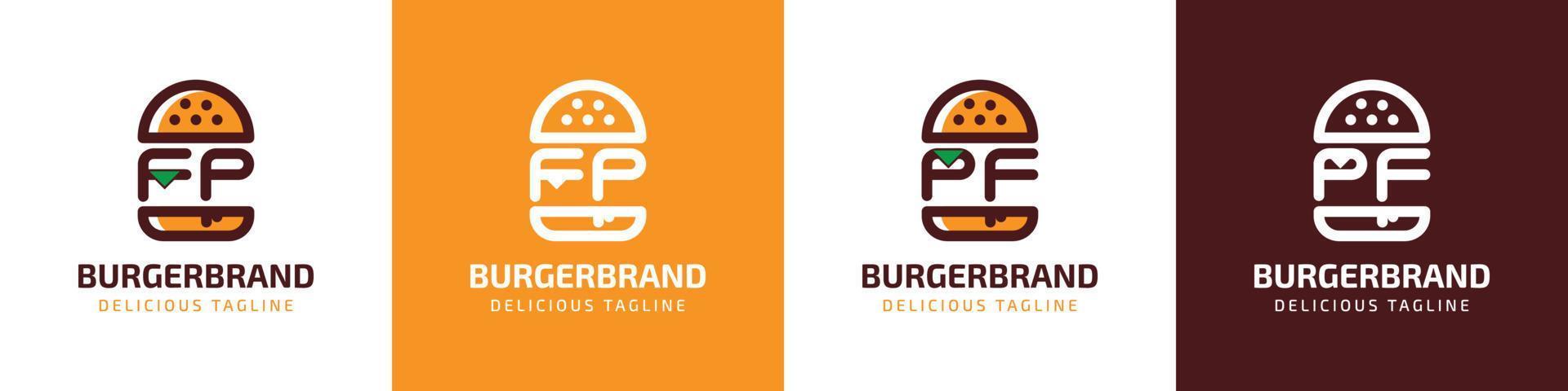 Letter FP and PF Burger Logo, suitable for any business related to burger with FP or PF initials. vector
