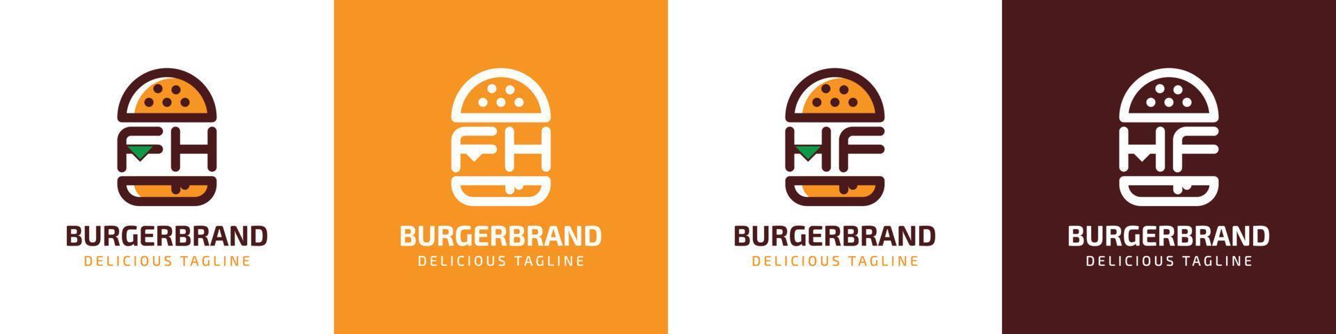 Letter FH and HF Burger Logo, suitable for any business related to burger with FH or HF initials. vector
