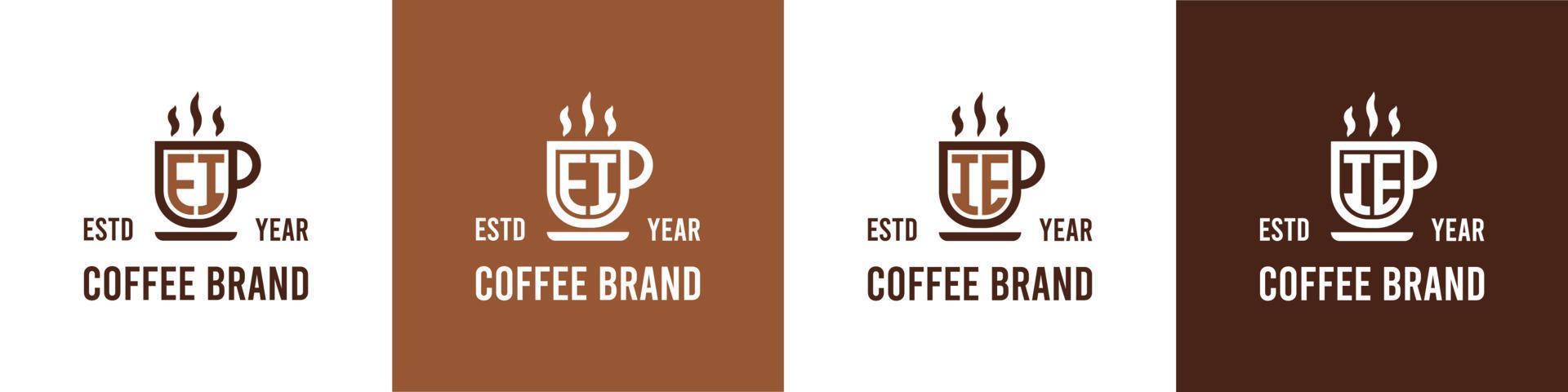 Letter EI and IE Coffee Logo, suitable for any business related to Coffee, Tea, or Other with EI or IE initials. vector