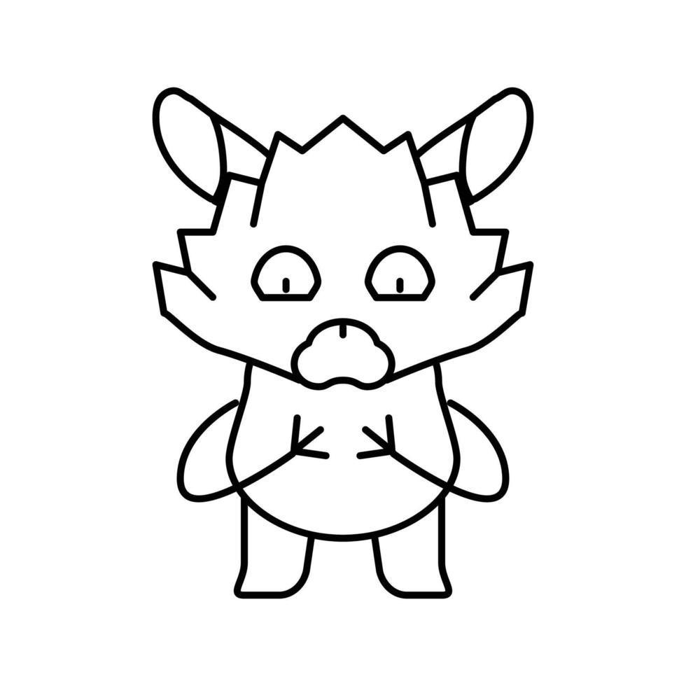 animal monstruo gracioso línea icono vector ilustración