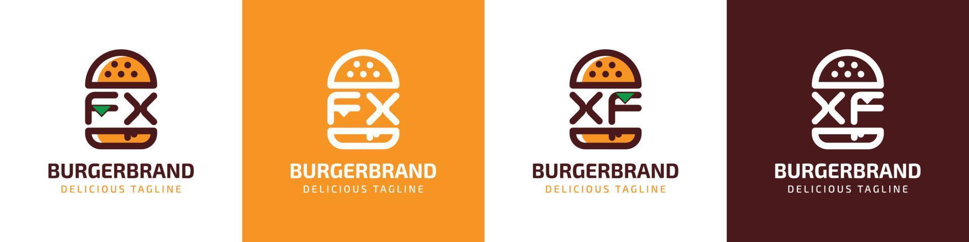 Letter FX and XF Burger Logo, suitable for any business related to burger with FX or XF initials. vector