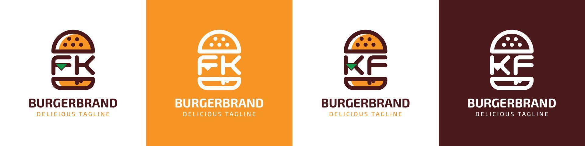 Letter FK and KF Burger Logo, suitable for any business related to burger with FK or KF initials. vector