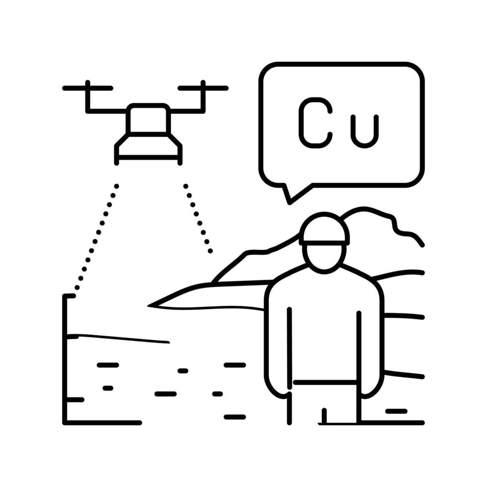 aerial surveying exploration copper line icon vector illustration