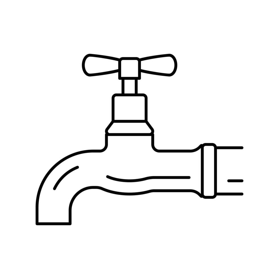 faucet copper metal line icon vector illustration