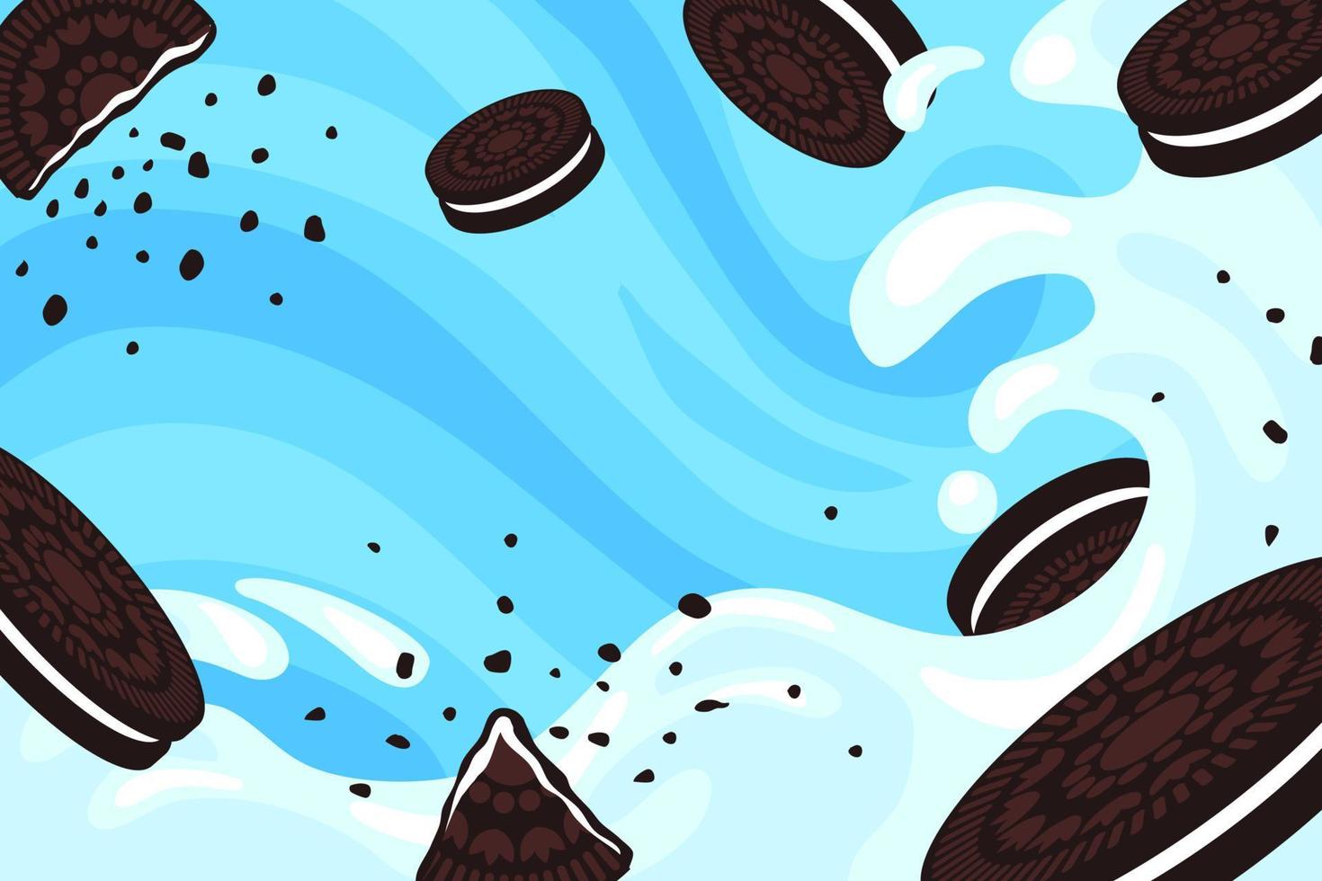 Chocolate Sandwich Cookies Horizontal Background vector