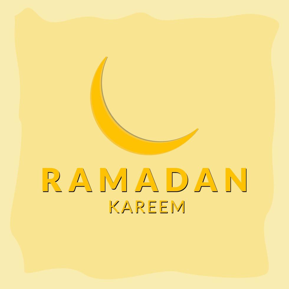 Ramadan kareem with yellow moon and yellow background vector