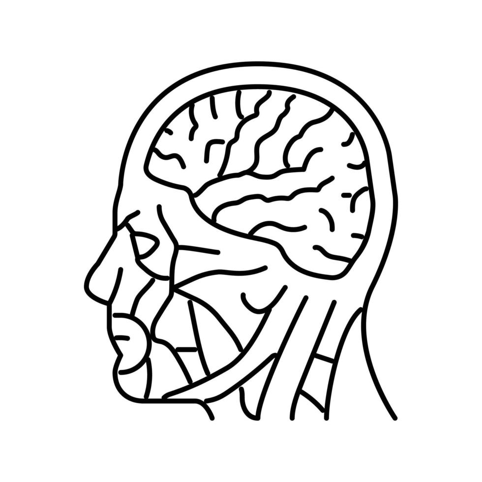 cabeza cerebro humano línea icono vector ilustración