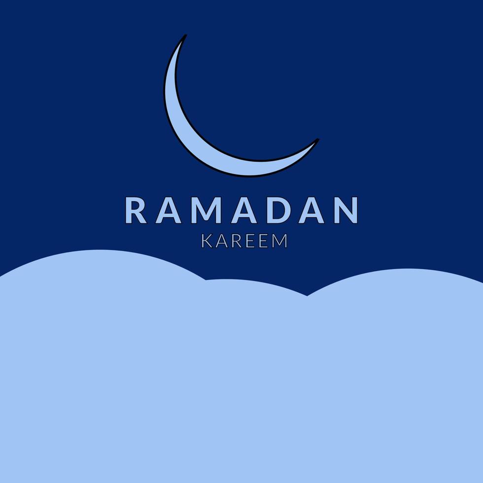 Ramadan kareem with blue moon and blue background vector