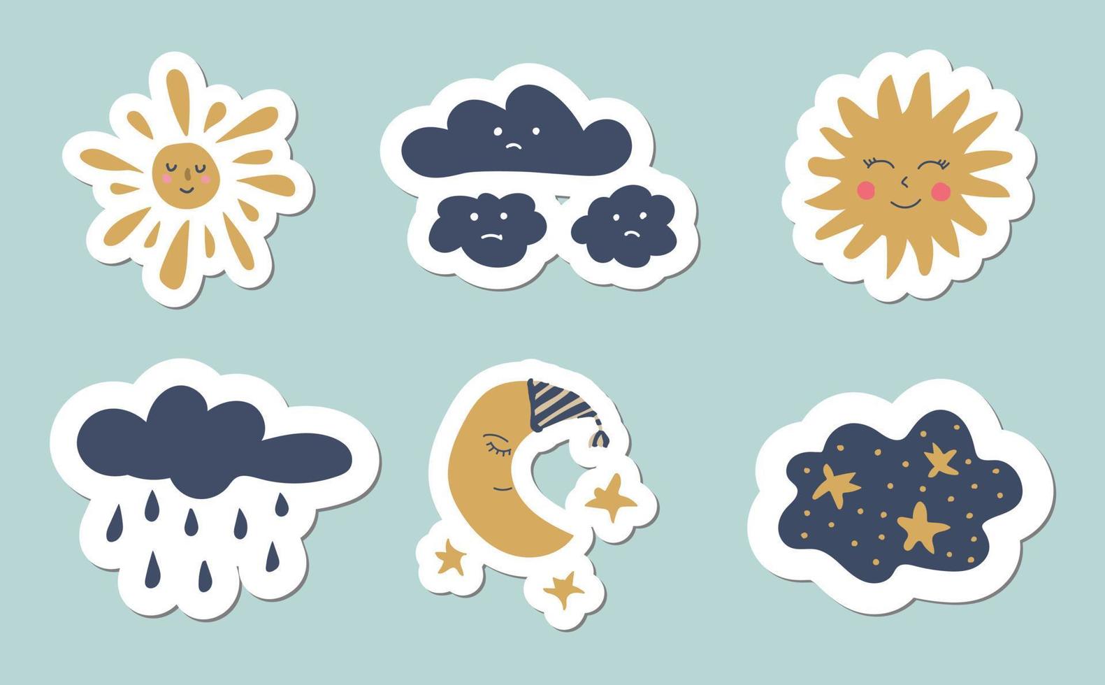 Collection of weather stickers vector