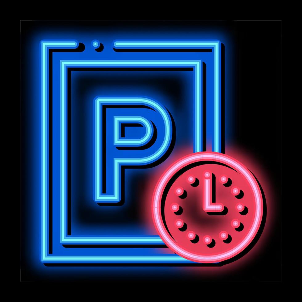 estacionamiento hora neón resplandor icono ilustración vector