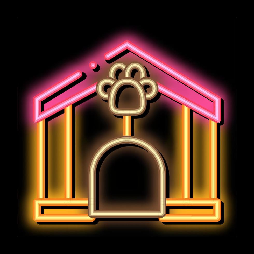 mascota caja neón resplandor icono ilustración vector