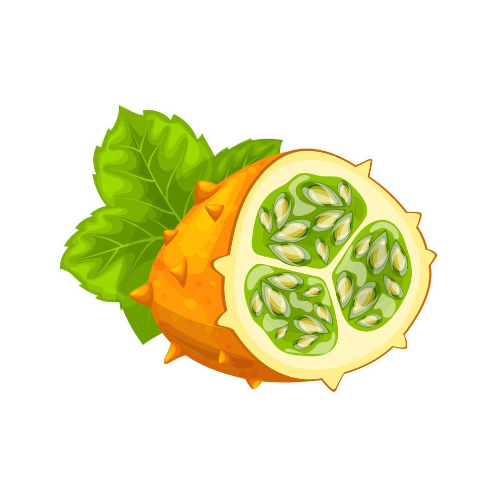 kiwano Fruta comida amarillo dibujos animados vector ilustración