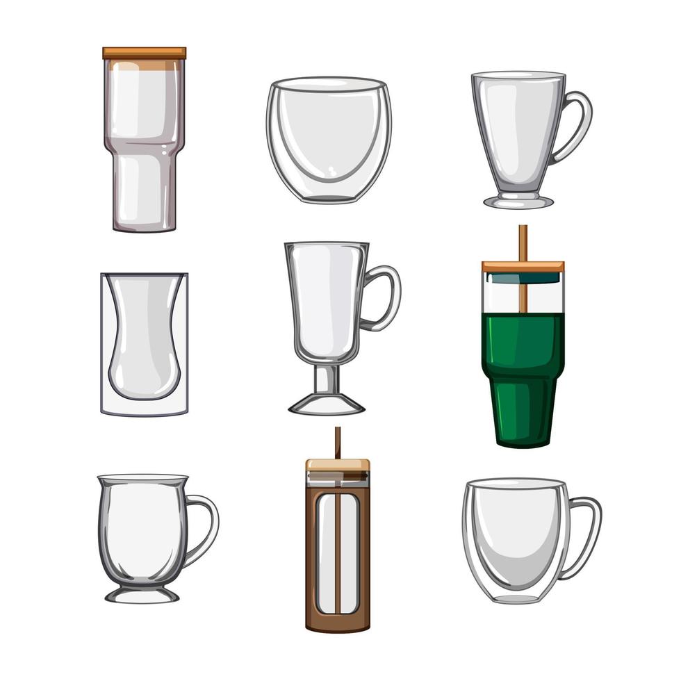 café vaso conjunto dibujos animados vector ilustración
