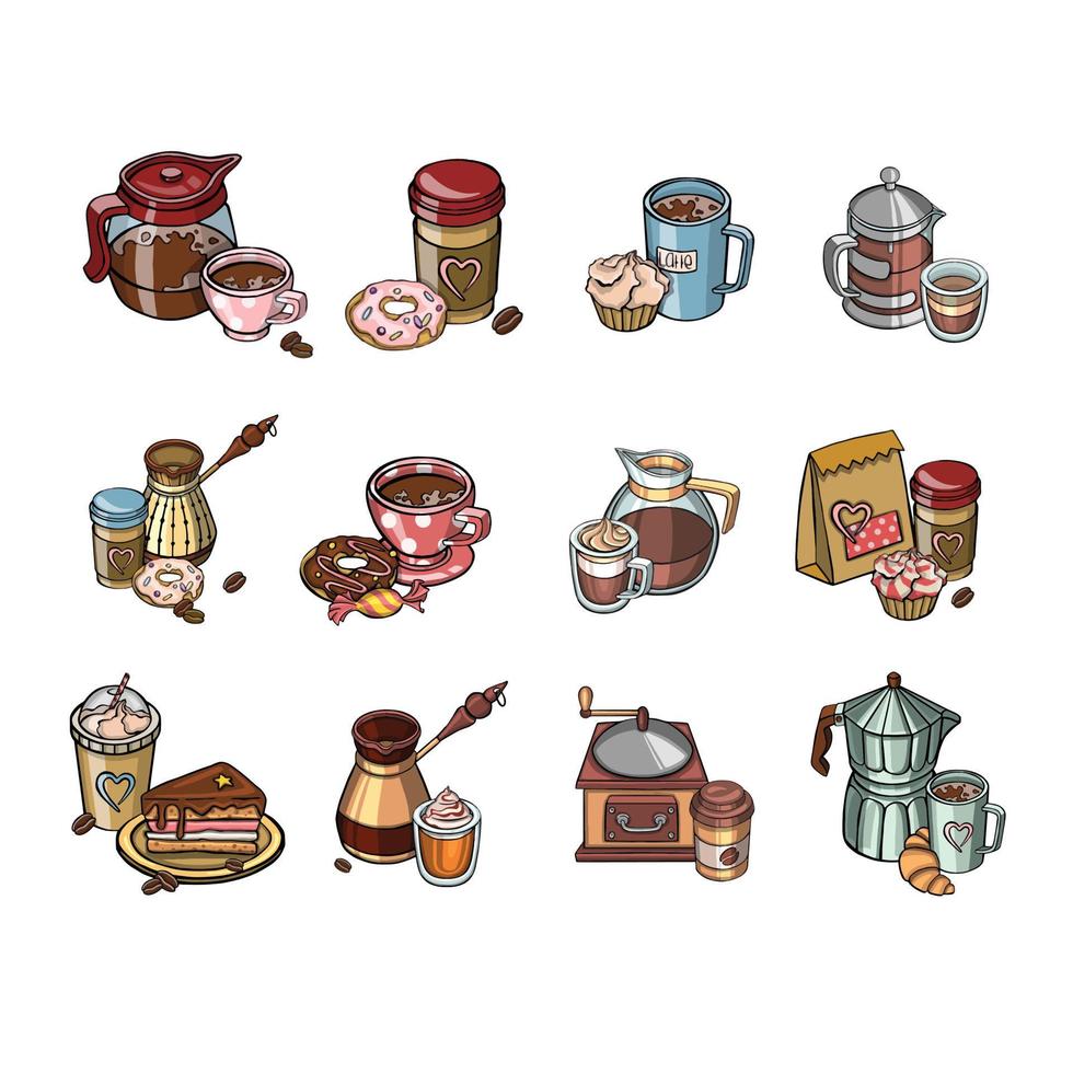 colección de símbolos de café para llevar para ilustración de restaurantes vector