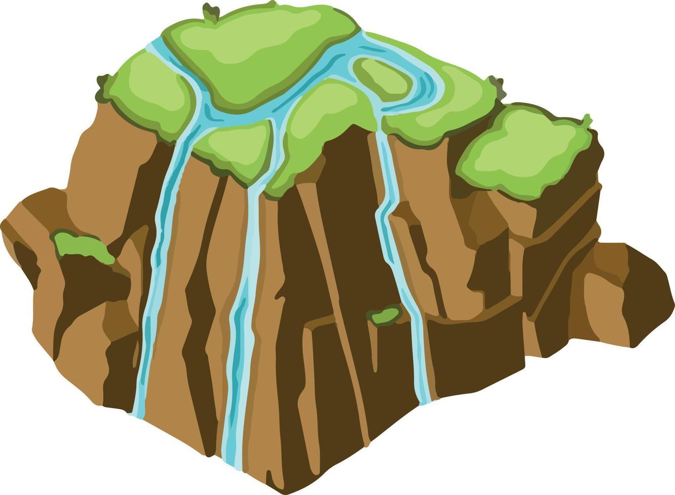 isométrica isla ilustración con azul agua y verde césped vector