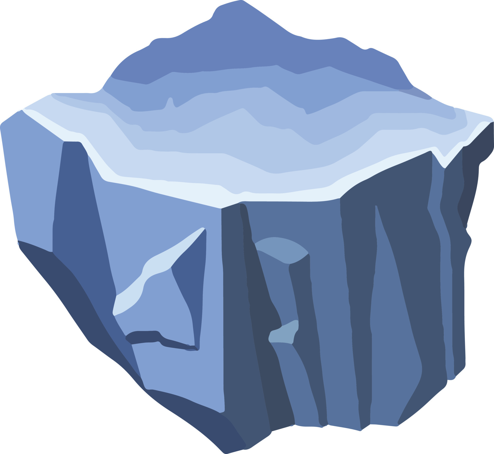 Isometric ice island illustration, frozen ground Pro Vector