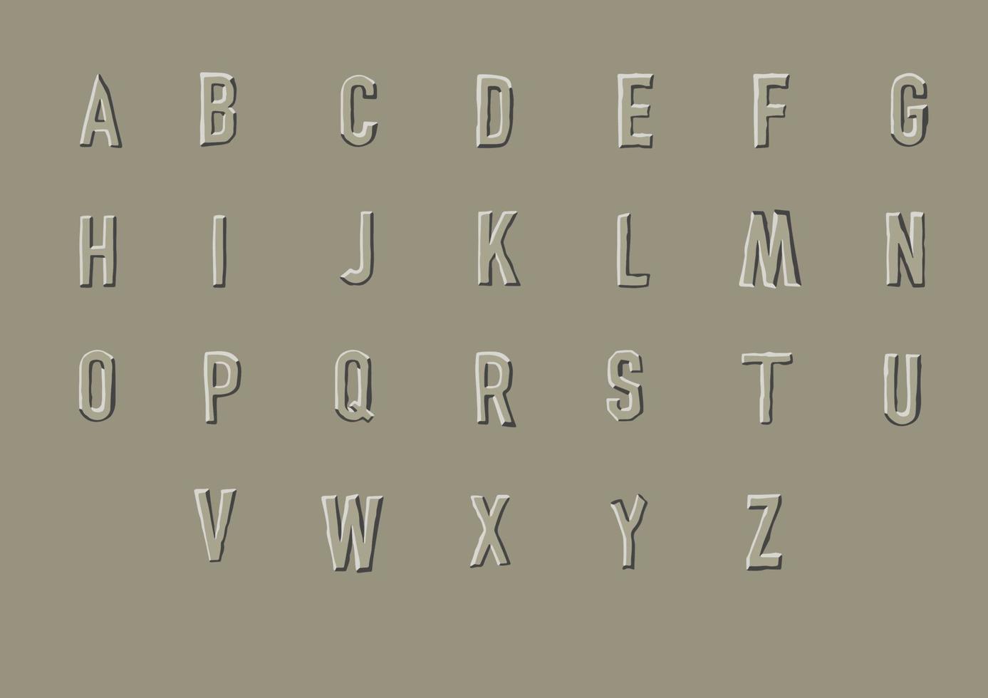 Engraved on stone font, alphabet letters and numbers vector illustration. Vector illustration