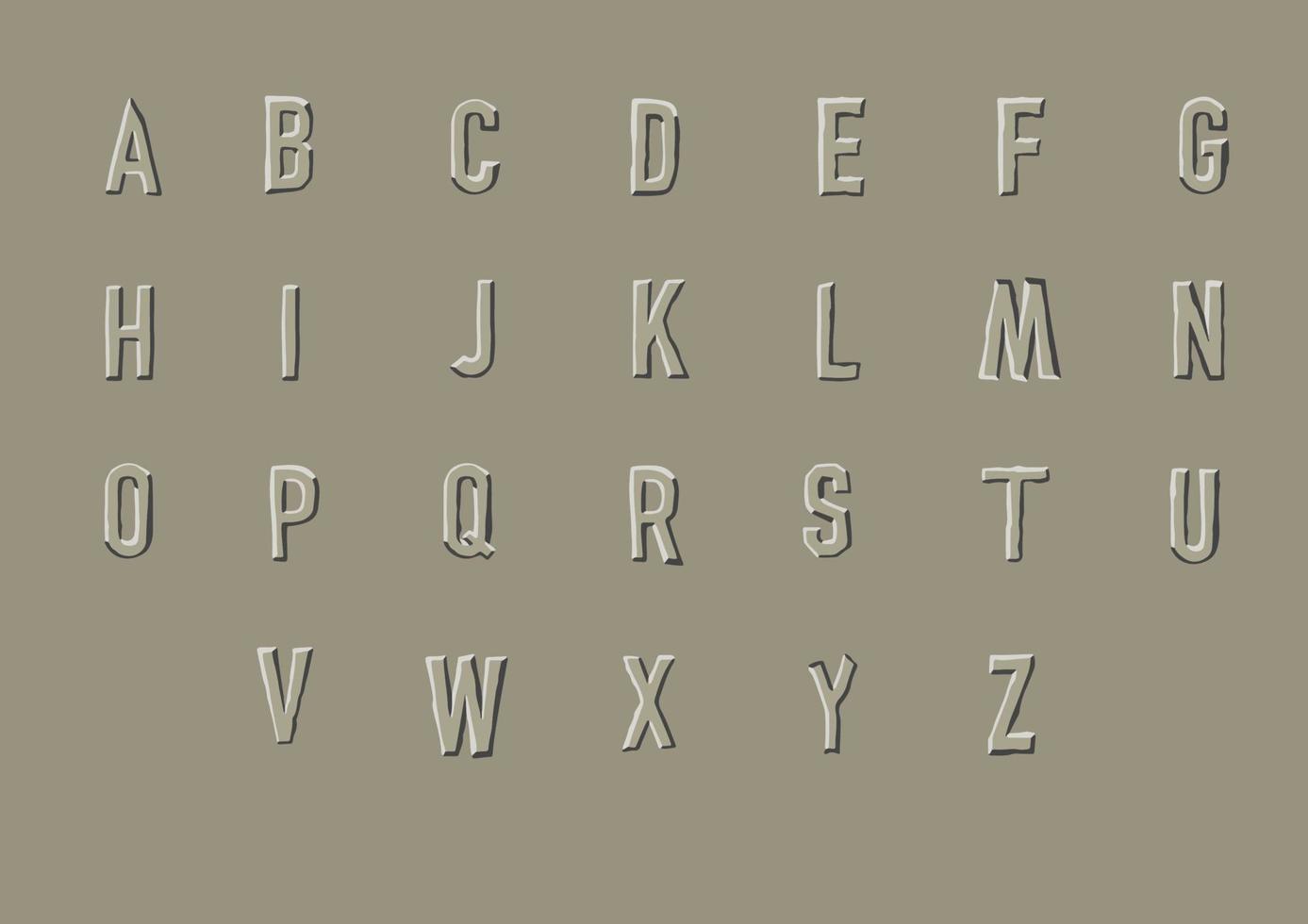 Engraved on stone font, alphabet letters and numbers vector illustration. Vector illustration