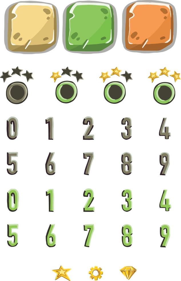 Game template with elements of game objects. Vector illustration