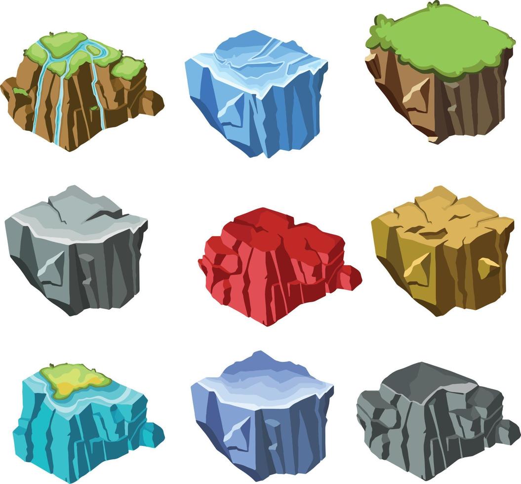 Isometric Game Tropical Nature Landscape Template. Vector illustration