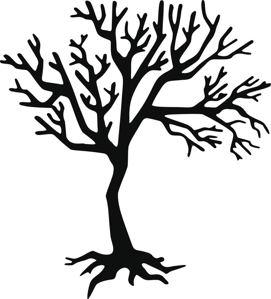 tree silhouette without leaves, hand drawn illustration vector