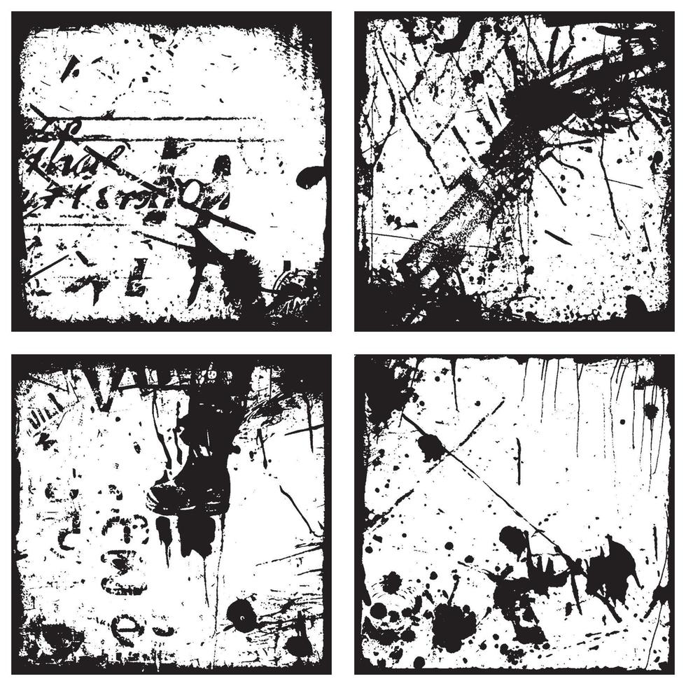 conjunto de negro y blanco afligido texturas grunge antecedentes y superposiciones vector eps 10