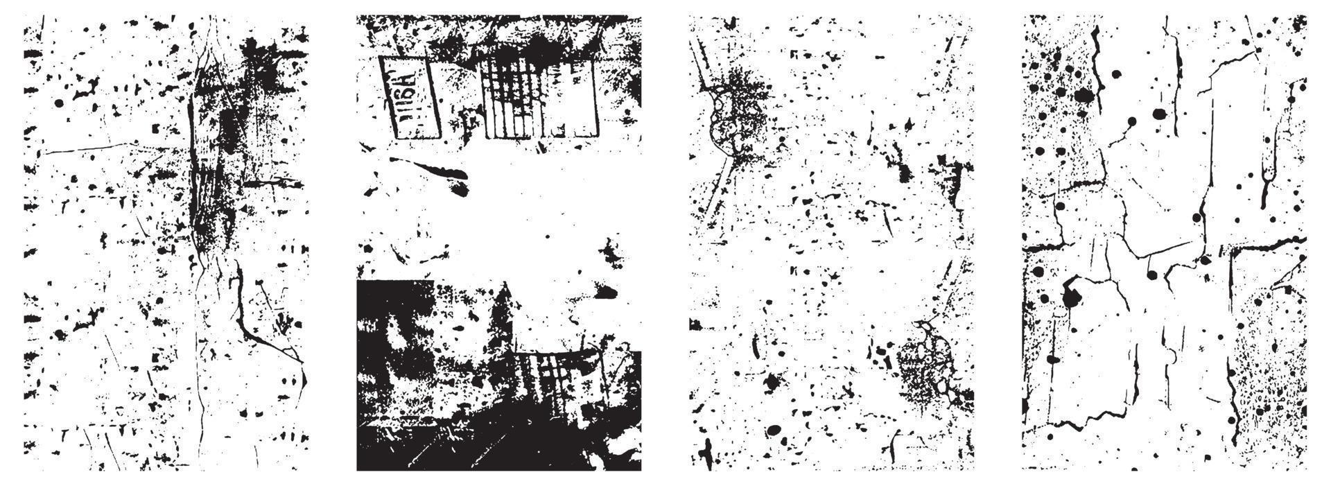 Set of Black and White Grunge Vector Backgrounds with Splatter and Scratch Effects. EPS 10